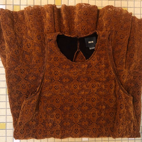 Anthropologie Maeve Lace Faux Suede Dress - Picture 3 of 3